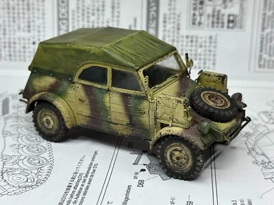 WWII WW2 VW82 wagon cube cabane de pluie amovible 1:35 peint diorama vieilli - Photo 1/4