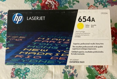 Nuevo cartucho de impresión de tóner HP LaserJet 654A sellado amarillo CF332A - OEM genuino Foto 1 de 4