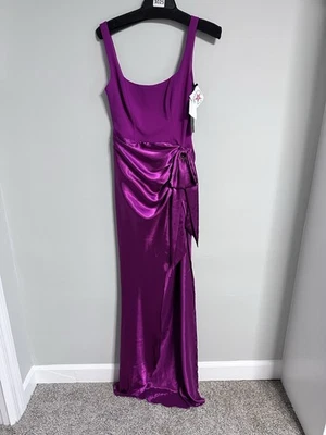 Betsy & Adam Women's fuchsia Pink Gown cocktail evening Satiny dress woman 8 - Image 1 of 4