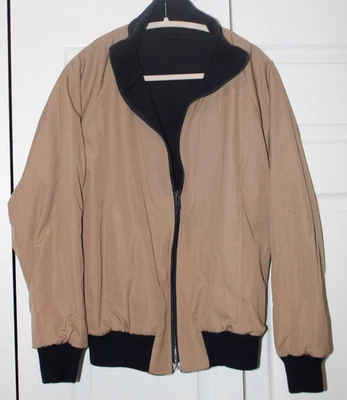 VINTAGE SEARS MEN'S BOMBER JACKET REVERSIBLE TAN/NAVY 80'S DAD SIZE MEDIUM - Image 1 of 4