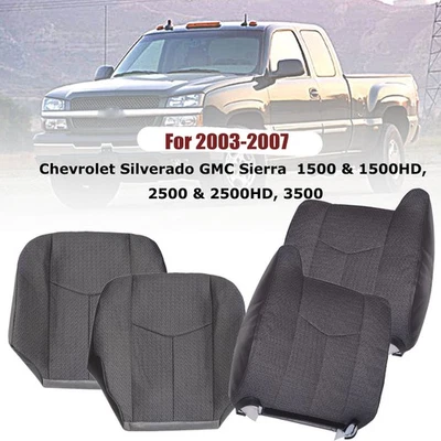 Se adapta a GMC Sierra 1500 3500HD 2003-2007 ambos lados inferior cubierta de asiento de tela gris Foto 1 de 4