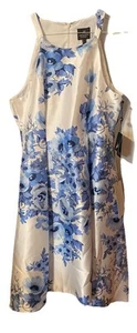 Adrianna Papell Floral Lined Tea Length Cocktail Easter Dress Sz 12 - Picture 1 of 5