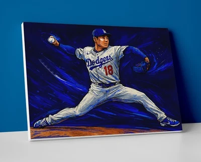 Yoshinobu Yamamoto Poster or Canvas - Los Angeles Dodgers Wall Art - Image 1 of 4