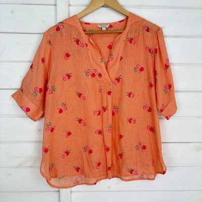 MONSOON Top Womens Size Medium Orange Peach Pure Linen Casual Holiday Summer - Image 1 of 4