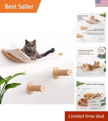 Elegante percha de pared para gato y juego de dos pasos - Ahorro de espacio ~ Acogedor retiro de escalada Foto 1 de 4