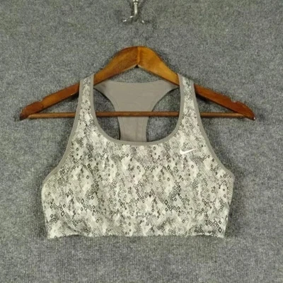 Nike Sports Bra Womens White Black Grey Athletic Fitness Workout Racerback Gym - Image 1 of 4