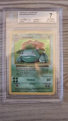 1999 Pokemon Base Set Venusaur Shadowless Holo #15 PSA 7 - Image 1 of 3
