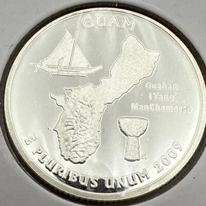2009 S Guam 25C Silver Proof, DCAM Deep Cameo Gem, 90% Silver - Picture 1 of 2