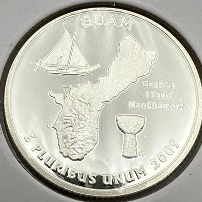 2009 S Guam 25C Silver Proof, DCAM Deep Cameo Gem, 90% Silver - Image 1 of 2
