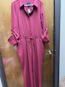Women NWT "Alex Marie" dark red , long sleeve jumpsuit. Size 16 - Picture 1 of 2
