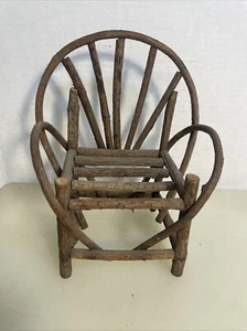Miniature Primitive Handmade Bent Wood Twig Chair Small Doll Size 7.5” - Picture 1 of 7