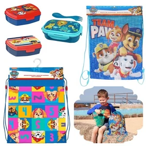 Kids Drawstring Gym Bags 39.5cm & Leak Proof Lunch Boxes, Snack Boxes Party Bags - Picture 1 of 38