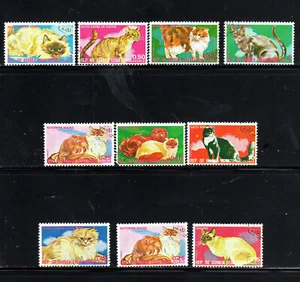 EQUATORIAL GUINEA CATS  SET OF 10  MINT  VF NH  O.G CTO  (EQ1) - Picture 1 of 2