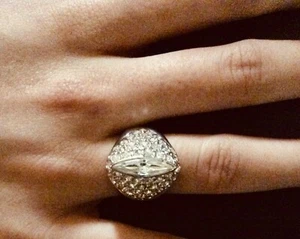 A Lovely Unusual Design Cubic Zirconia Marquise Ring Ideal Xmas Present Size 0 - Picture 1 of 6