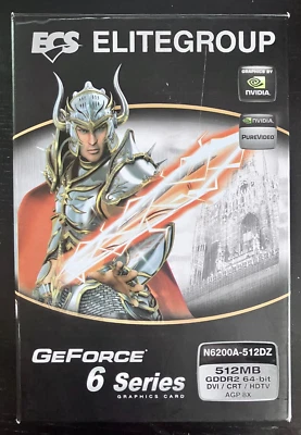 ECS EliteGroup, Nvidia GeForce 6200, 512 MB 64BIT DDR2. AGP Graphics Card New - Image 1 of 4