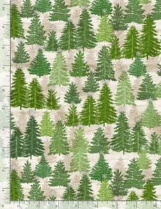 Christmas Fabric | Timeless Treasures Comfort Joy Pine Tree Natural | Yard - Picture 1 of 1