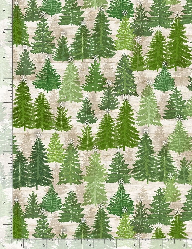 Christmas Fabric | Timeless Treasures Comfort Joy Pine Tree Natural | Yard - Image 1 of 1