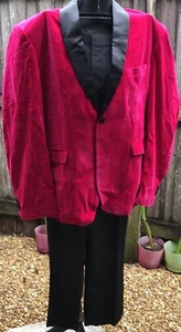 Men 2X Velvet Suit Pink Shawl Lapel Prom Party Groom Tuxedo Wedding Suit NWT - Bild 1 von 24