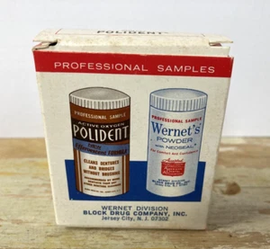 Anuncio de dentista de farmacia vintage Polident + Wernet's Powder muestra profesional años 60 - Imagen 1 de 9