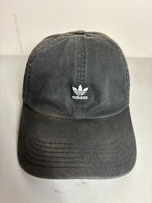 Adidas Hat Strap Back Trefoil Logo Black Faded Dad Mom Style Golf Tennis Cotton - Image 1 of 4