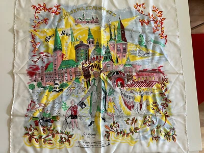 MCM Silk Scarf Palace Hotel Copenhagen 26”Sq Hans Christian Andersen MINT COND - Image 1 of 4