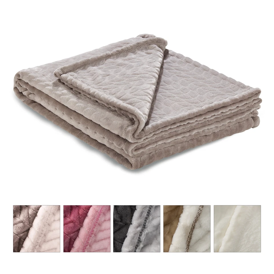 Kuscheldecke Wohndecke Teddy Fleecedecke  Zopfmuster Tagesdecke kuschelig weich - Bild 1 von 1