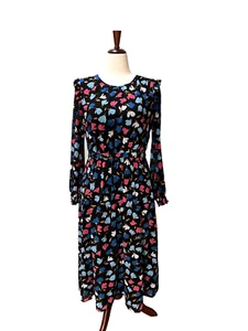 J. Vestido midi floral de primavera para mujer Crew manga larga forrado en la parte inferior talla 10 - Imagen 1 de 13