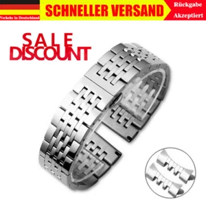 DE Poliertes massives Edelstahl Uhrenarmband Armband +gebogenes Ende 16mm~22mm! - Bild 1 von 15