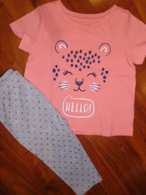 18 24 M BABY GAP 2 piezas Conjunto Coral HOLA Tigre Camisa Leggings Cortos Niño Pequeño Nuevo con Etiquetas Foto 1 de 2