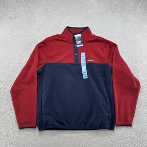 Lands End 1/4 Snap Fleece Pullover Jacket in Mens Size L (42-44) Blue Red NEW - Picture 1 of 12