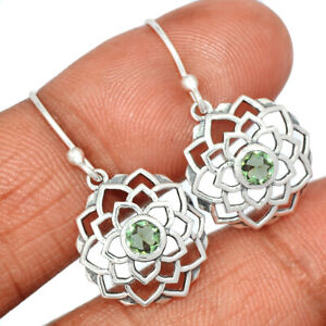 Natural Faceted Moldavite 925 Sterling Silver Earrings DS3A CE30679
