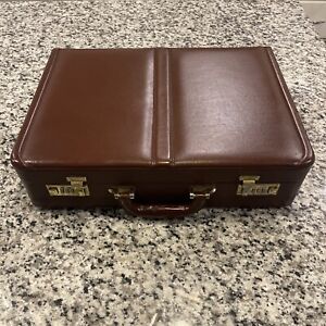 AMERICAN TOURISTER Brown Leather Combination Lock Mens Briefcase