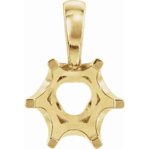 7,5 mm runder Solitär massiv 18k Gelbgold 6 Krappen Krone Anhänger Fassung - Bild 1 von 3