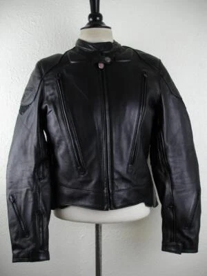 Women's M 42 First Gear Black Leather Motorcycle Jacket Insulated Liner Full-Zip - Image 1 of 4