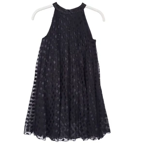 Un Deux Trois Girls Mini Dress Size 12 Black Squares Print Tulle Sleeveless - Picture 1 of 15