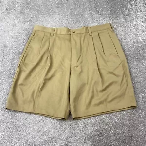 Dockers Tour Chino Shorts Men's Size W40 Tan Slash Pocket Pleated Casual Poly - Picture 1 of 9