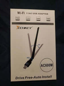 Adapter WiFi 600mbps, Techkey Bezprzewodowy adapter USB Dual Band 2,42 GHz / 5,8 GHz LA... - Zdjęcie 1 z 2