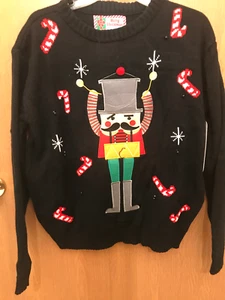 Christmas Sweater Crew Neck Pullover Long Sleeve Applique Womens Size Large NWT - Picture 1 of 5