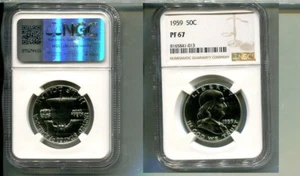 1959 FRANKLIN SILVER PROOF HALF DOLLAR NGC PF67 6186S - Picture 1 of 1