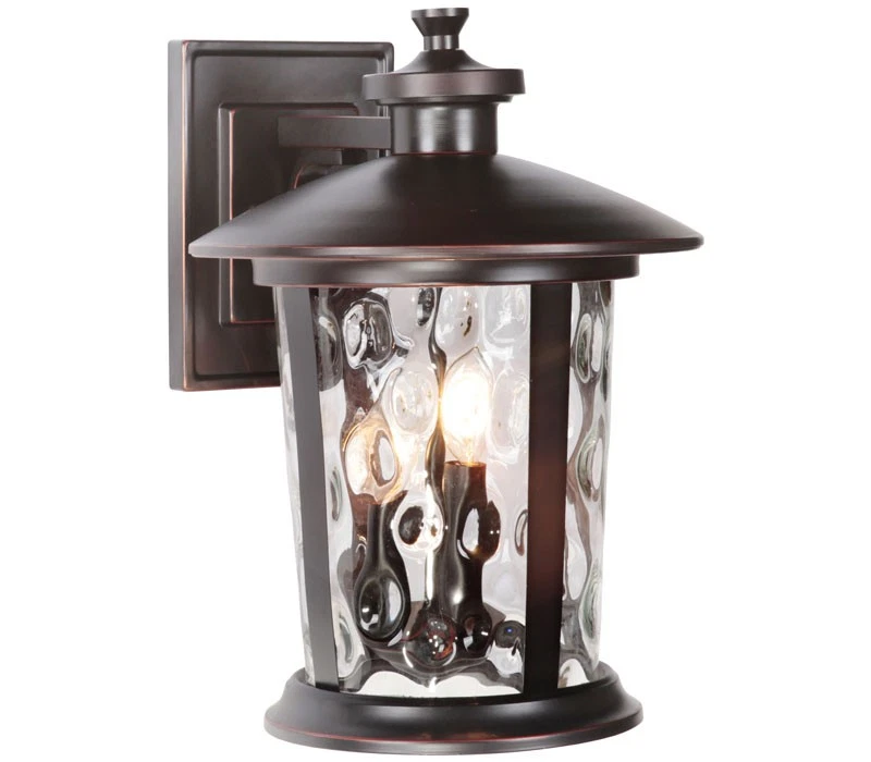 Arandela de parede externa artesanal Summerhays, 3 luzes 180 Watts totais, bronze dourado - Imagem 1 de 1