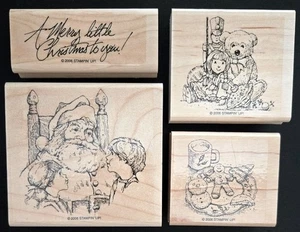 Stampin Up Rubber Stamps Set of 4 Merry Little Christmas Santa Cookies Toys RARE - Picture 1 of 3