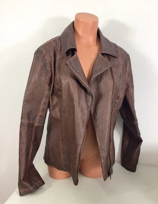 Chaqueta de moto Bagatelle de cuero sintético para mujer grande Foto 1 de 4
