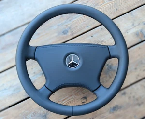 Volante de cuero nuevo para Mercedes W124 W126 W123 W201 W460 400 MM - Picture 1 of 22