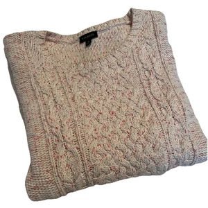 Talbots Crewneck Cable Knit Sweater Women’s M Fisherman Cotton Preppy Classic - Picture 1 of 8