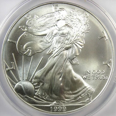 Dólar American Silver Eagle 1999 $1 ASE - ANACS MS70 - fecha rara en MS70 Foto 1 de 4