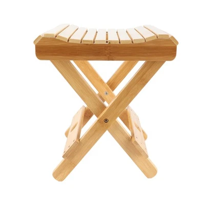 Folding Stool Bamboo Massage Shop Shaving Shower Footrest Home Portable Fold ISP - Image 1 of 4