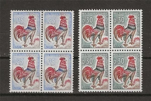 France 1962 Sc# 1024-25 set Gallic Cock blocks 4 MNH - Picture 1 of 1