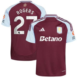 Aston Villa Football Shirt Men's adidas Home Top - Rogers - New - Picture 1 of 3