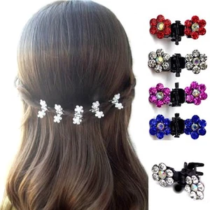 Set 6 Haarklemmen Straß Hochzeit Kommunion Haarschmuck Blumen Haarklammer Klemme - Bild 1 von 20