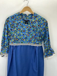 Maxi Vestido Floral De Colección Años 60 70 Cintura Imperio Crochet Ribete Talla S Algodón Hecho en Casa - Imagen 1 de 13
